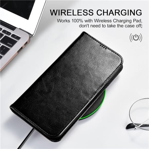 iPhone 14 Pro Max Case, Premium Handcrafted PU Leather Wallet Case, Wireless - Picture 6 of 14